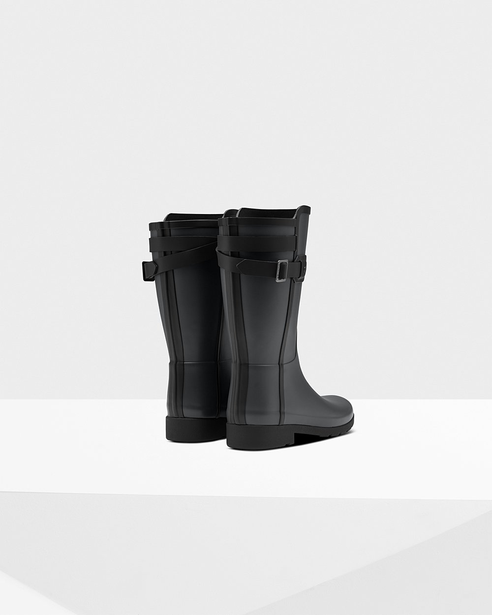 Womens Hunter Short Rain Boots Black - Refined Slim Fit Contrast - 4529160-WH